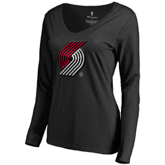 Portland Trail Blazers Women's Midnight Mascot Long Sleeve V-Neck T-Shirt