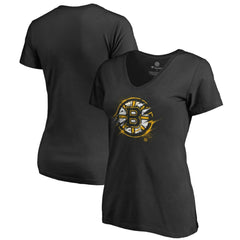 NHL Boston Bruins Women's Splatter Logo V-Neck T-Shirt