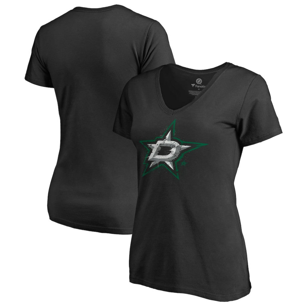 NHL Dallas Stars Women's Splatter Logo V-Neck T-Shirt