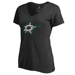 NHL Dallas Stars Women's Splatter Logo V-Neck T-Shirt