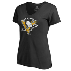 NHL Pittsburgh Penguins Women's Splatter Logo V-Neck T-Shirt