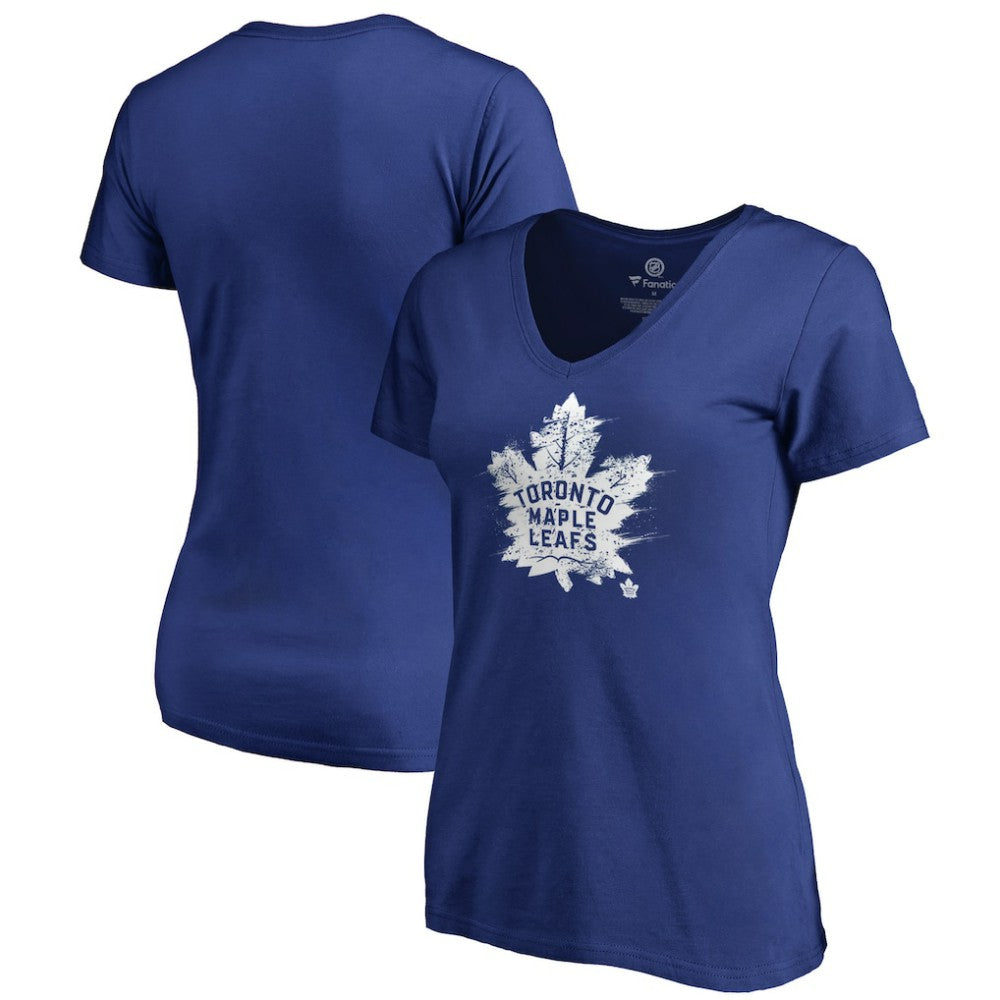 NHL Toronto Maple Leafs Women's Splatter Logo V-Neck T-Shirt