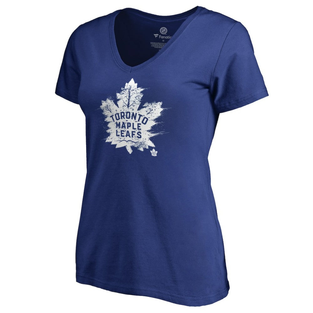 NHL Toronto Maple Leafs Women's Splatter Logo V-Neck T-Shirt