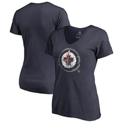 NHL Winnipeg Jets Women's Splatter Logo V-Neck T-Shirt