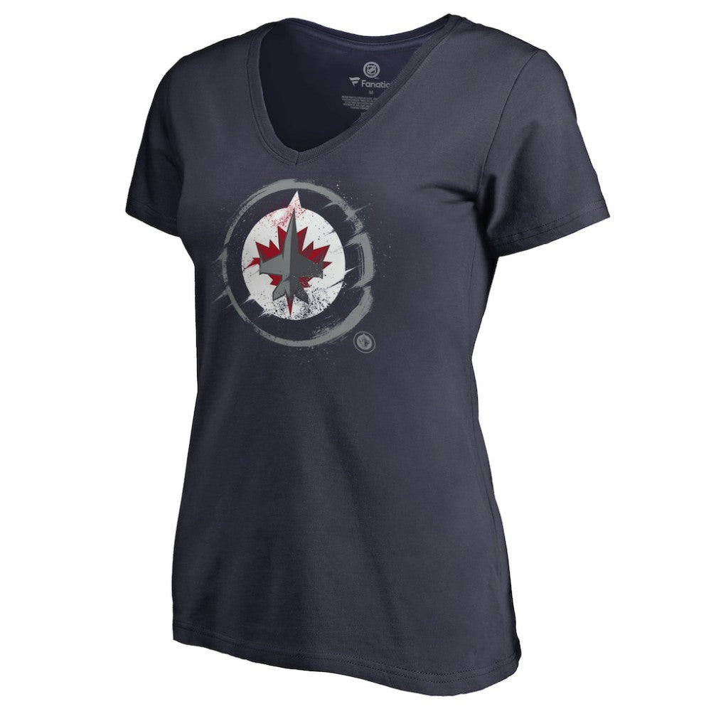 NHL Winnipeg Jets Women's Splatter Logo V-Neck T-Shirt