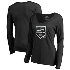 NHL Los Angeles Kings Women's Splatter Logo V-Neck Long Sleeve T-Shirt