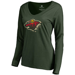 NHL Minnesota Wild Women's Splatter Logo V-Neck Long Sleeve T-Shirt