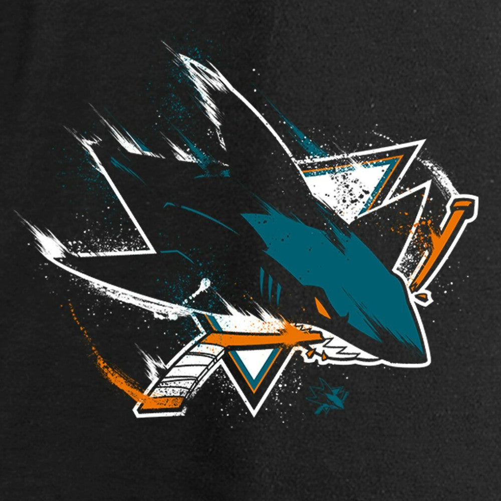 NHL San Jose Sharks Women's Splatter Logo V-Neck Long Sleeve T-Shirt