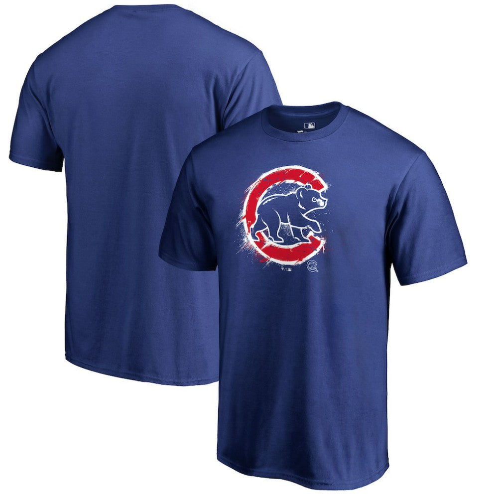 Royal Chicago Cubs Splatter Logo T-Shirt