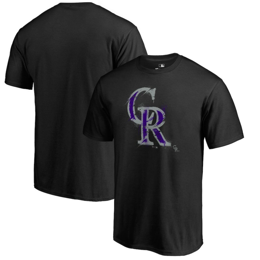 Black Colorado Rockies Splatter Logo T-Shirt