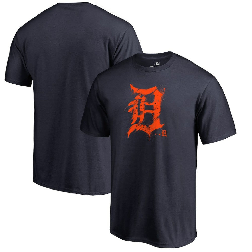Navy Detroit Tigers Splatter Logo T-Shirt