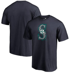 Navy Seattle Mariners Splatter Logo T-Shirt