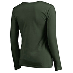 Green Athletics Women's Splatter Logo Long Sleeve V-Neck T-Shirt