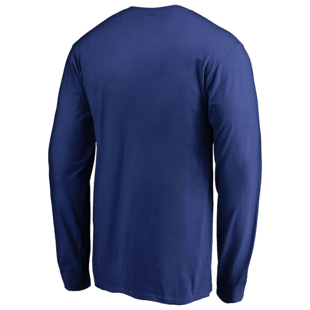 Royal Chicago Cubs Splatter Logo Long Sleeve T-Shirt