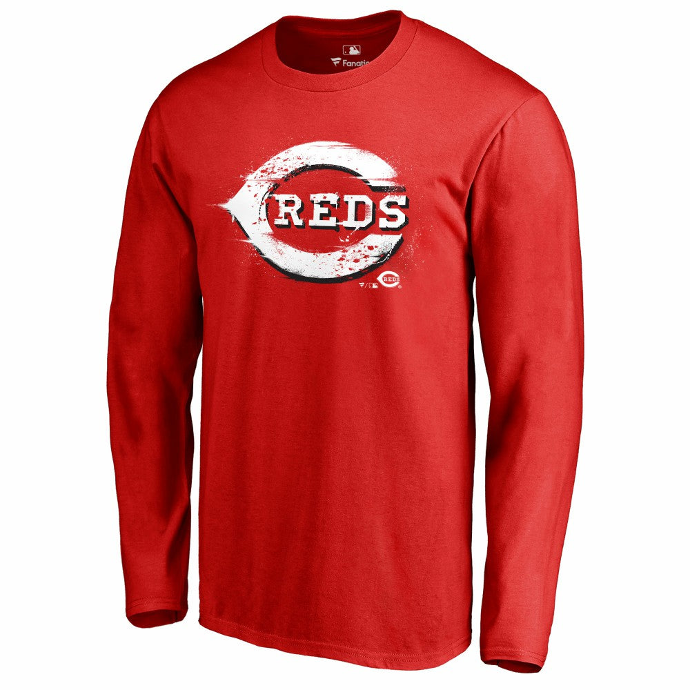 Red Cincinnati Reds Splatter Logo Long Sleeve T-Shirt