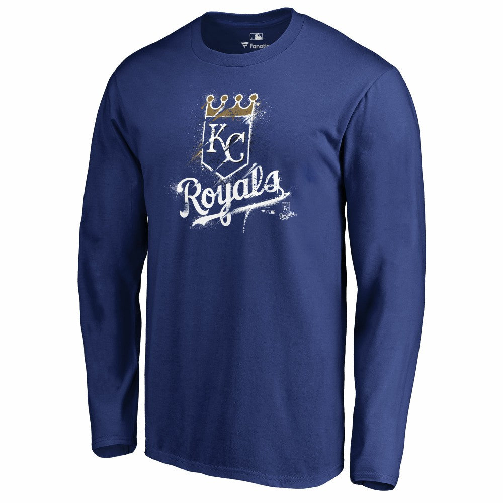 Royal Kansas City Royals Splatter Logo Long Sleeve T-Shirt