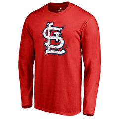 Red St. Louis Cardinals Splatter Logo Long Sleeve T-Shirt