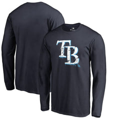 Navy Tampa Bay Rays Splatter Logo Long Sleeve T-Shirt