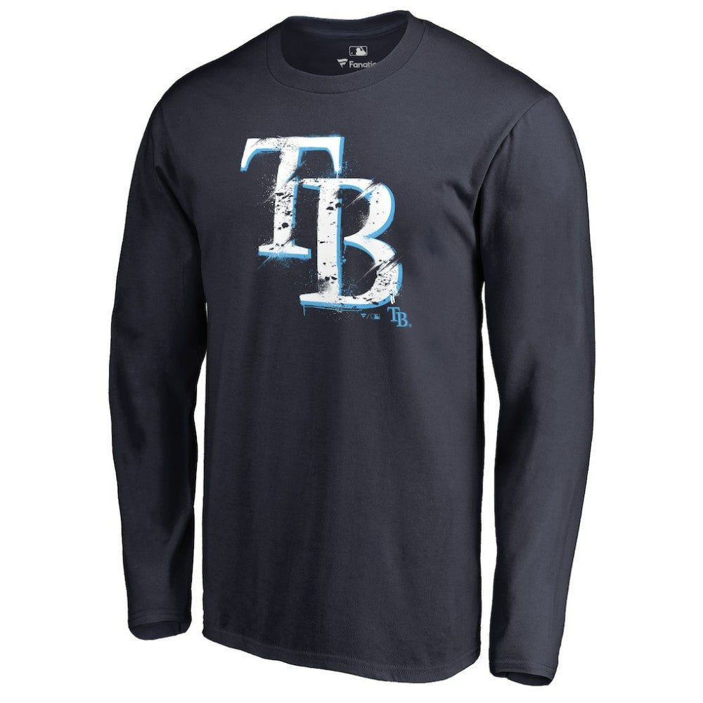 Navy Tampa Bay Rays Splatter Logo Long Sleeve T-Shirt