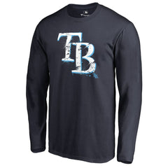 Navy Tampa Bay Rays Splatter Logo Long Sleeve T-Shirt