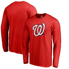 Red Washington Nationals Splatter Logo Long Sleeve T-Shirt