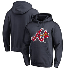 Navy Atlanta Braves Splatter Logo Pullover Hoodie