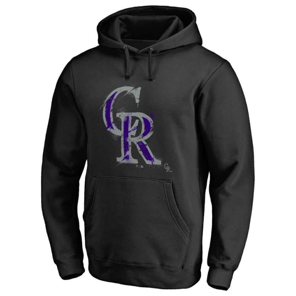 Black Colorado Rockies Splatter Logo Pullover Hoodie