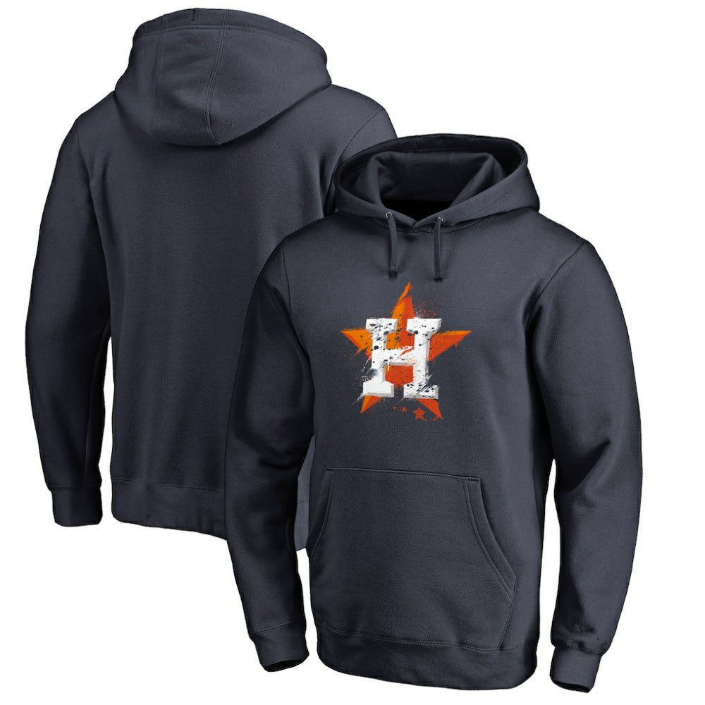 Navy Houston Astros Splatter Logo Pullover Hoodie