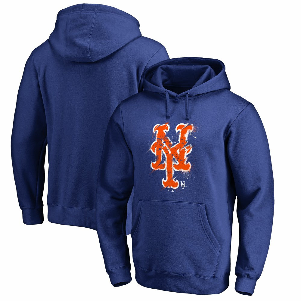 Royal New York Mets Splatter Logo Pullover Hoodie