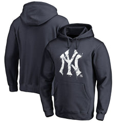 Navy New York Yankees Splatter Logo Pullover Hoodie