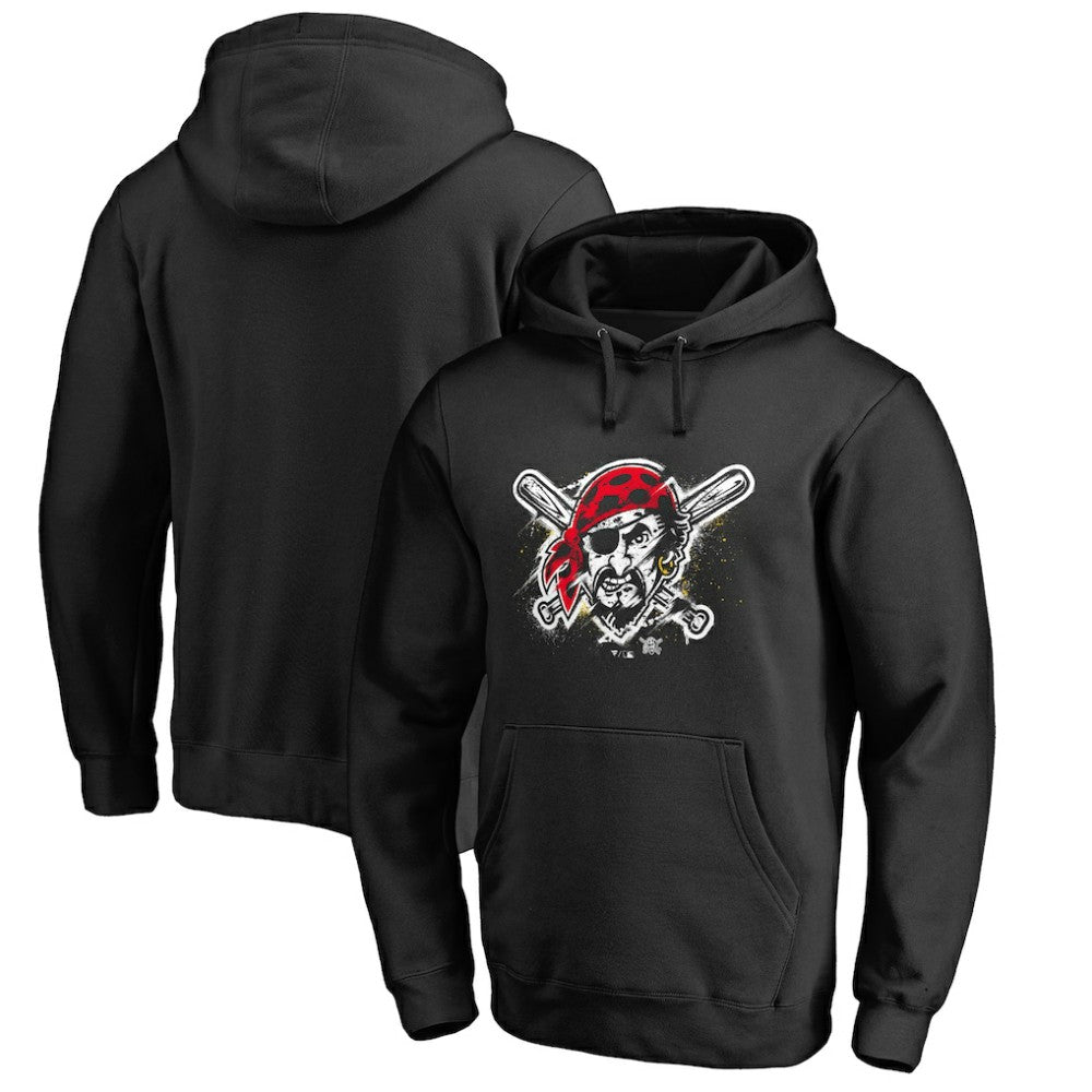 Black Pittsburgh Pirates Splatter Logo Pullover Hoodie