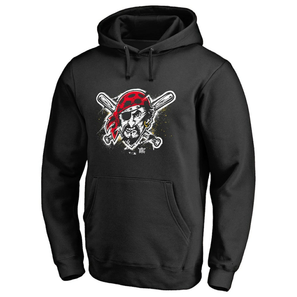 Black Pittsburgh Pirates Splatter Logo Pullover Hoodie