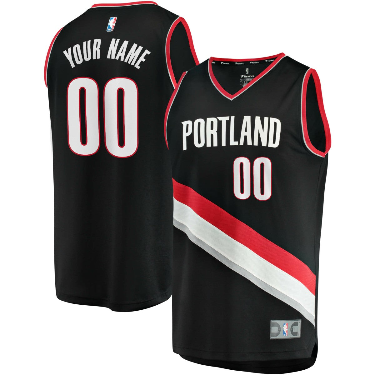 Fanatics Portland Trail Blazers Fast Break Custom Replica Jersey Black