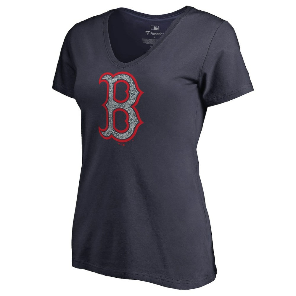 Navy Boston Red Sox Women's Static Logo V-Neck T-Shirt