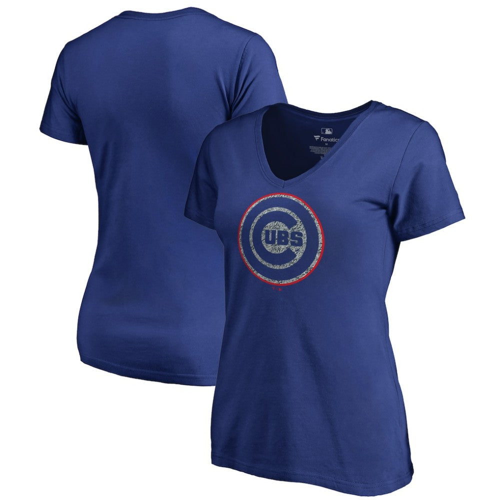 Royal Chicago Cubs Women's Static Logo V-Neck T-Shirt