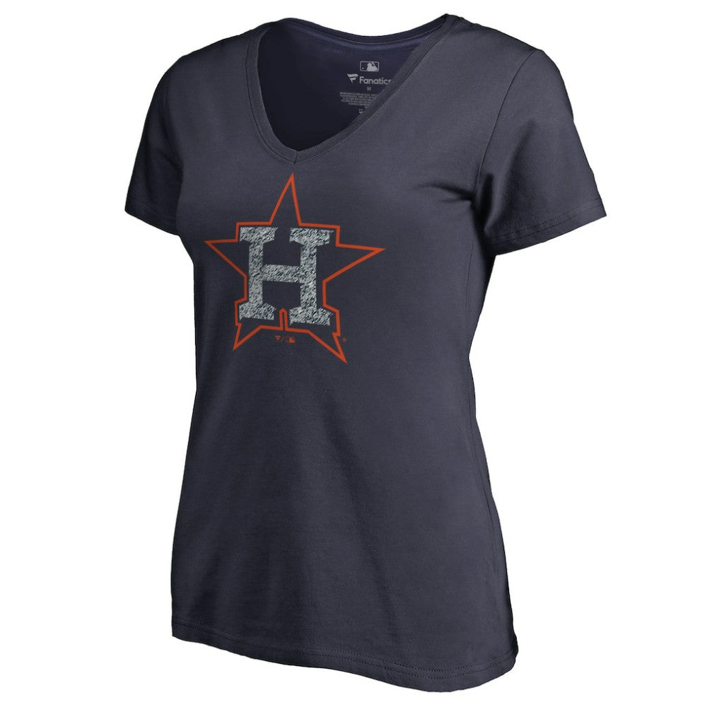 Navy Houston Astros Women's Static Logo V-Neck T-Shirt