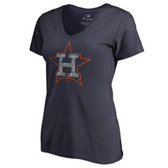 Navy Houston Astros Women's Static Logo V-Neck T-Shirt