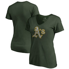 Green Athletics Women's Static Logo V-Neck T-Shirt
