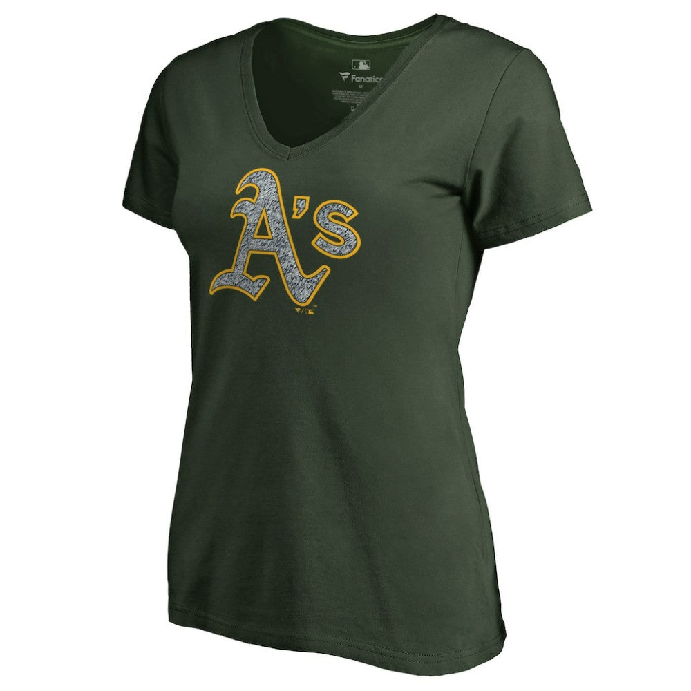 Green Athletics Women's Static Logo V-Neck T-Shirt