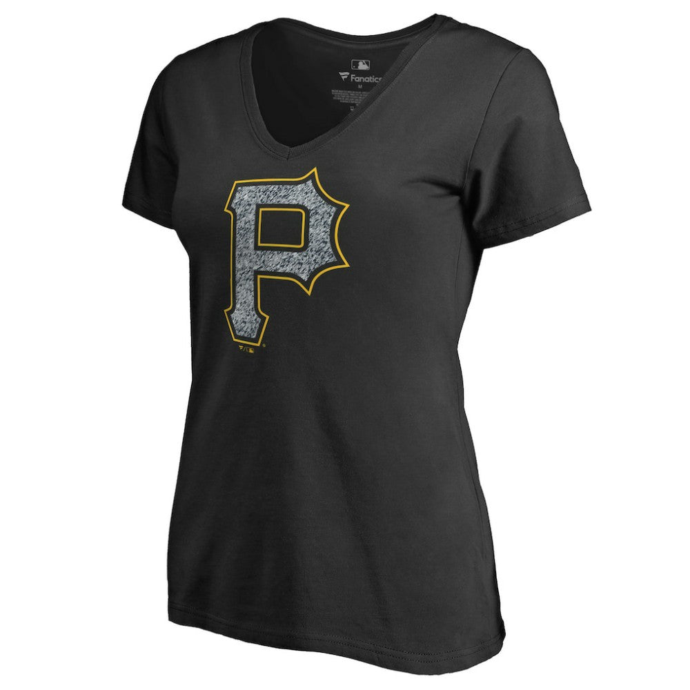 Black Pittsburgh Pirates Women's Static Logo V-Neck T-Shirt