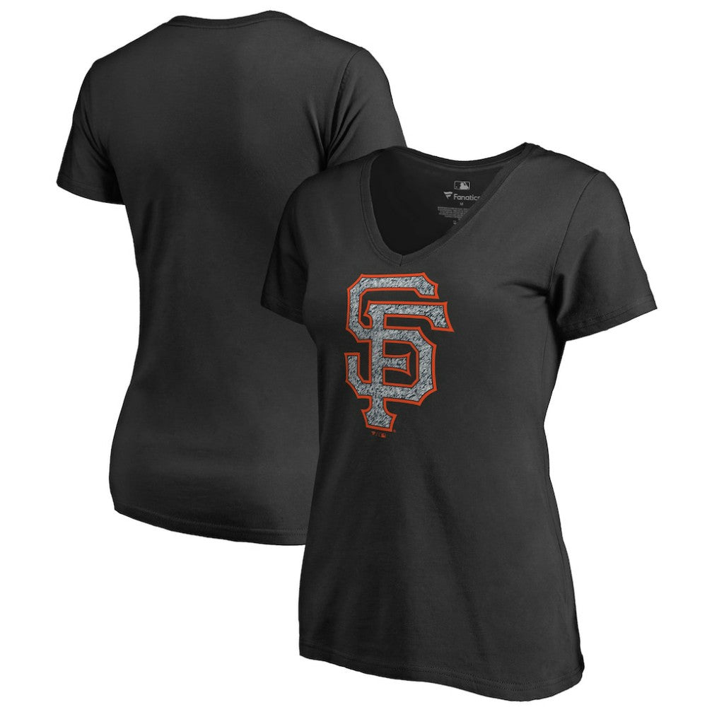 Black San Francisco Giants Women's Static Logo V-Neck T-Shirt