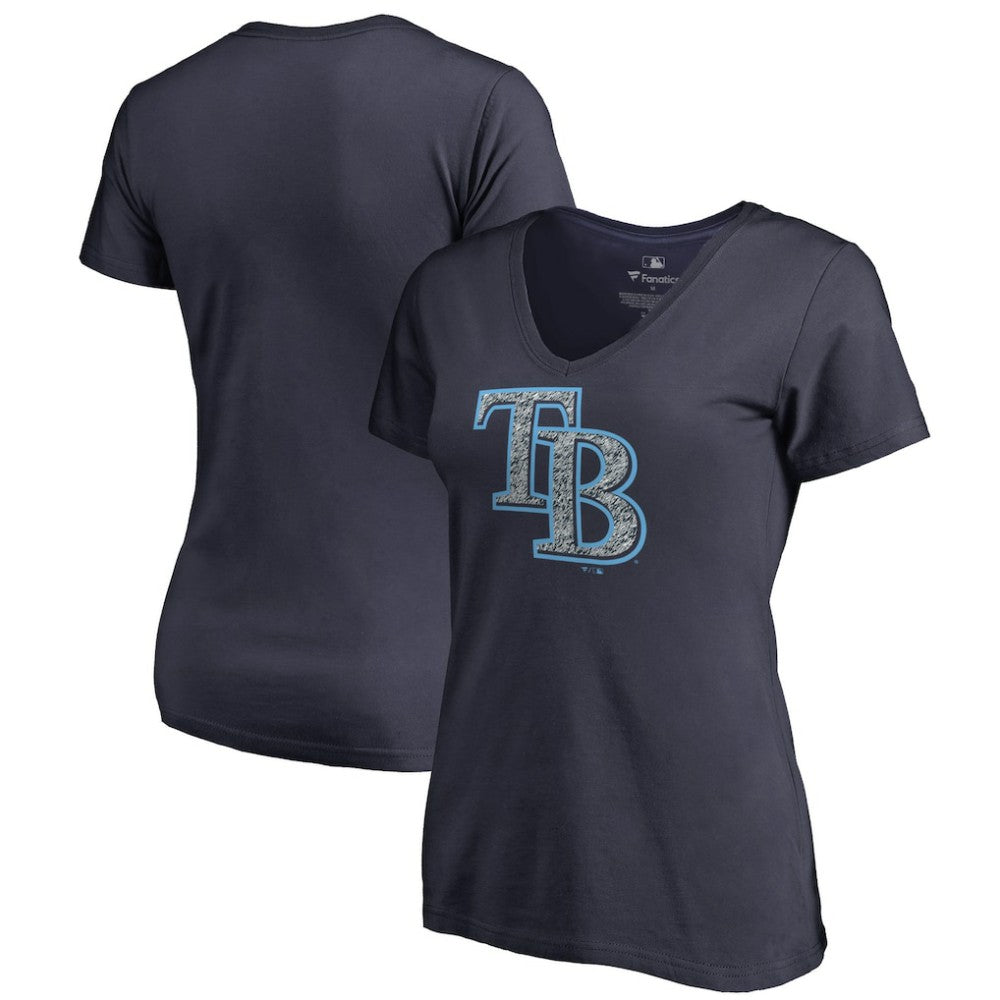 Navy Tampa Bay Rays Women's Static Logo V-Neck T-Shirt
