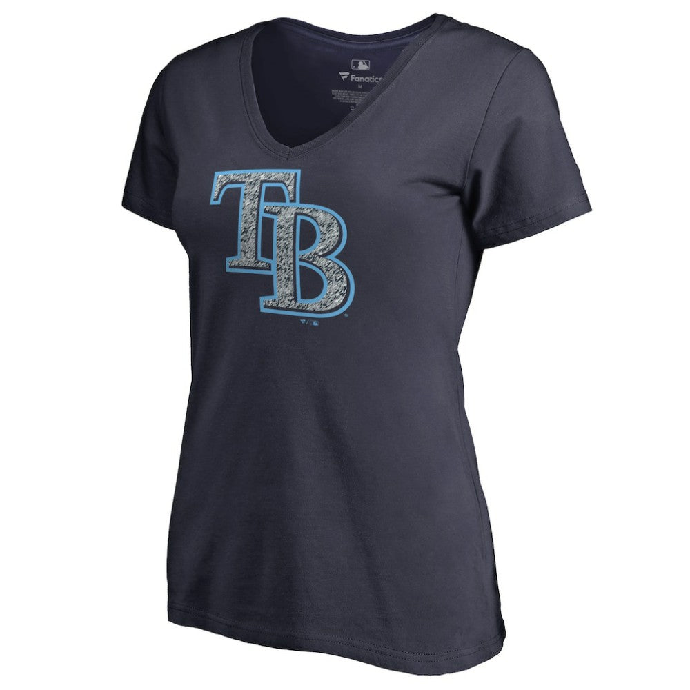 Navy Tampa Bay Rays Women's Static Logo V-Neck T-Shirt