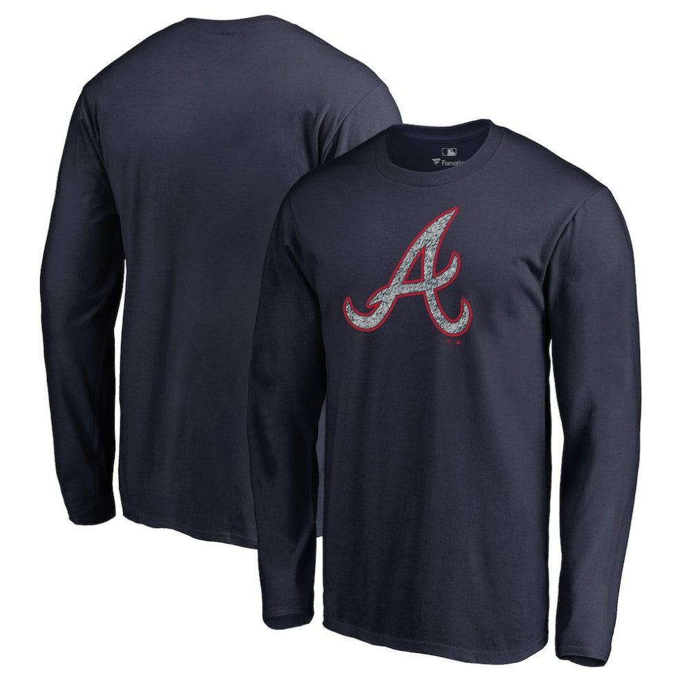 Navy Atlanta Braves Static Logo Long Sleeve T-Shirt