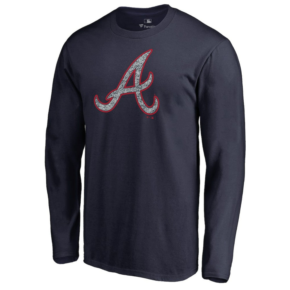 Navy Atlanta Braves Static Logo Long Sleeve T-Shirt