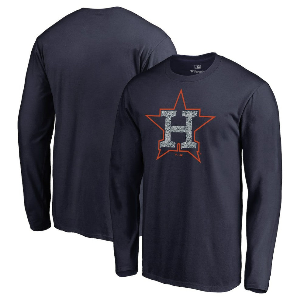 Navy Houston Astros Static Logo Long Sleeve T-Shirt