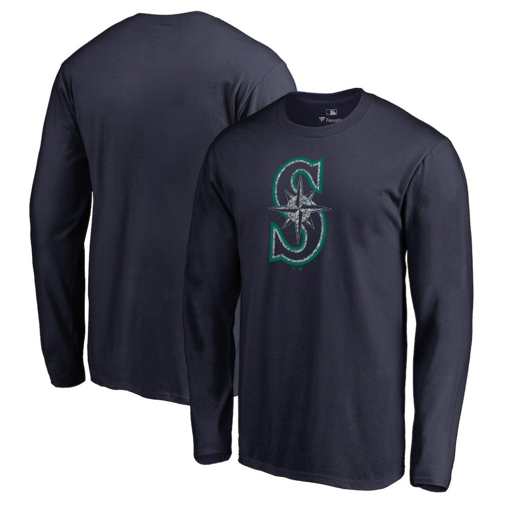 Navy Seattle Mariners Static Logo Long Sleeve T-Shirt