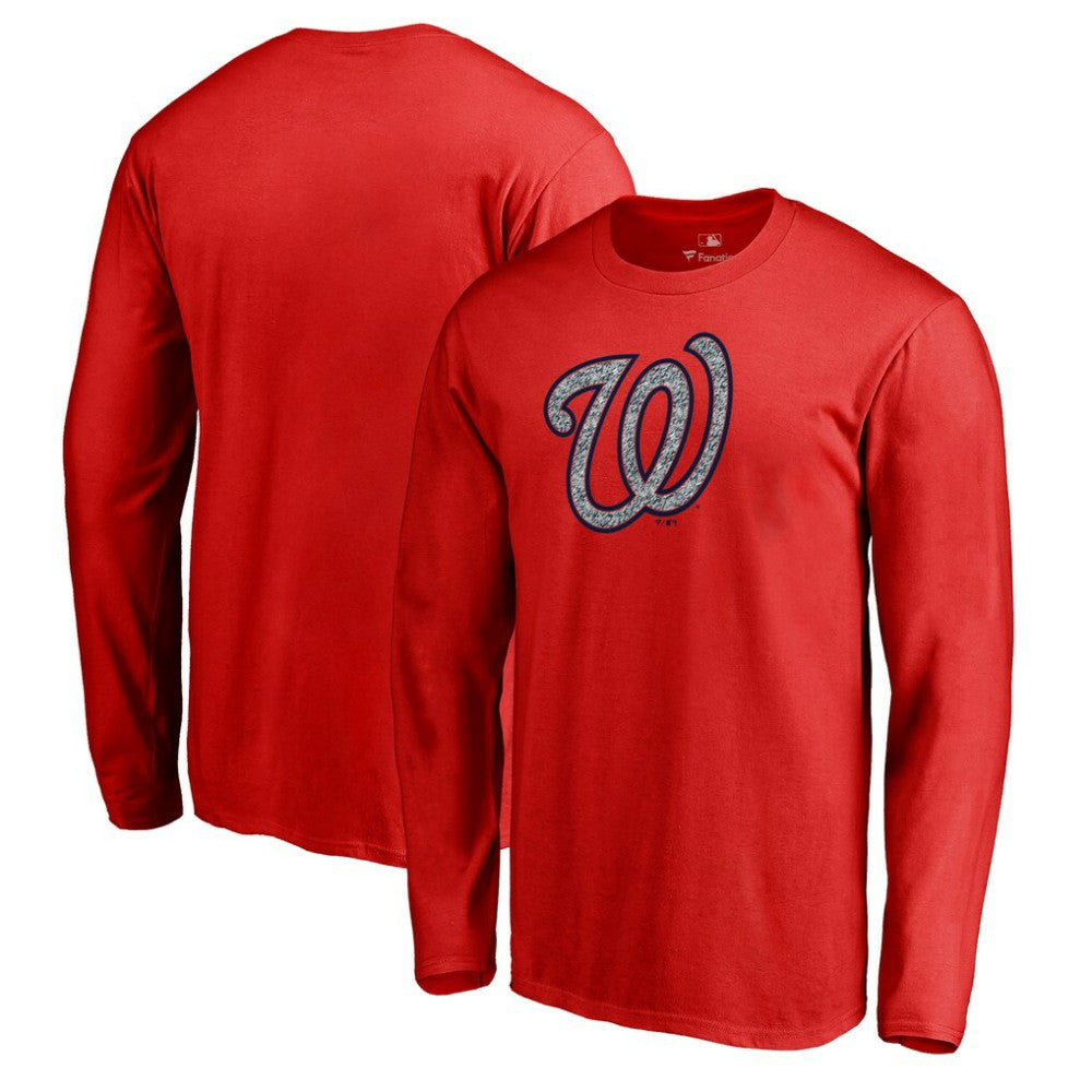 Red Washington Nationals Static Logo Long Sleeve T-Shirt