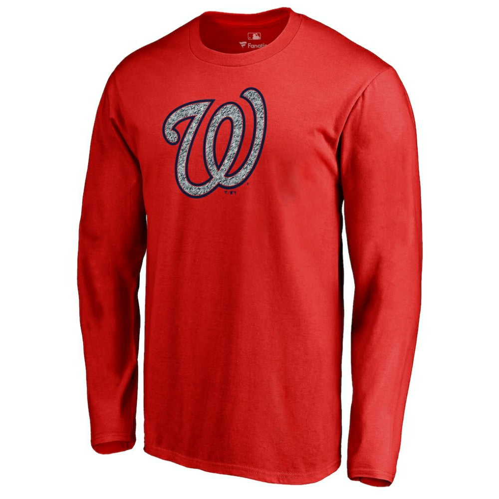 Red Washington Nationals Static Logo Long Sleeve T-Shirt