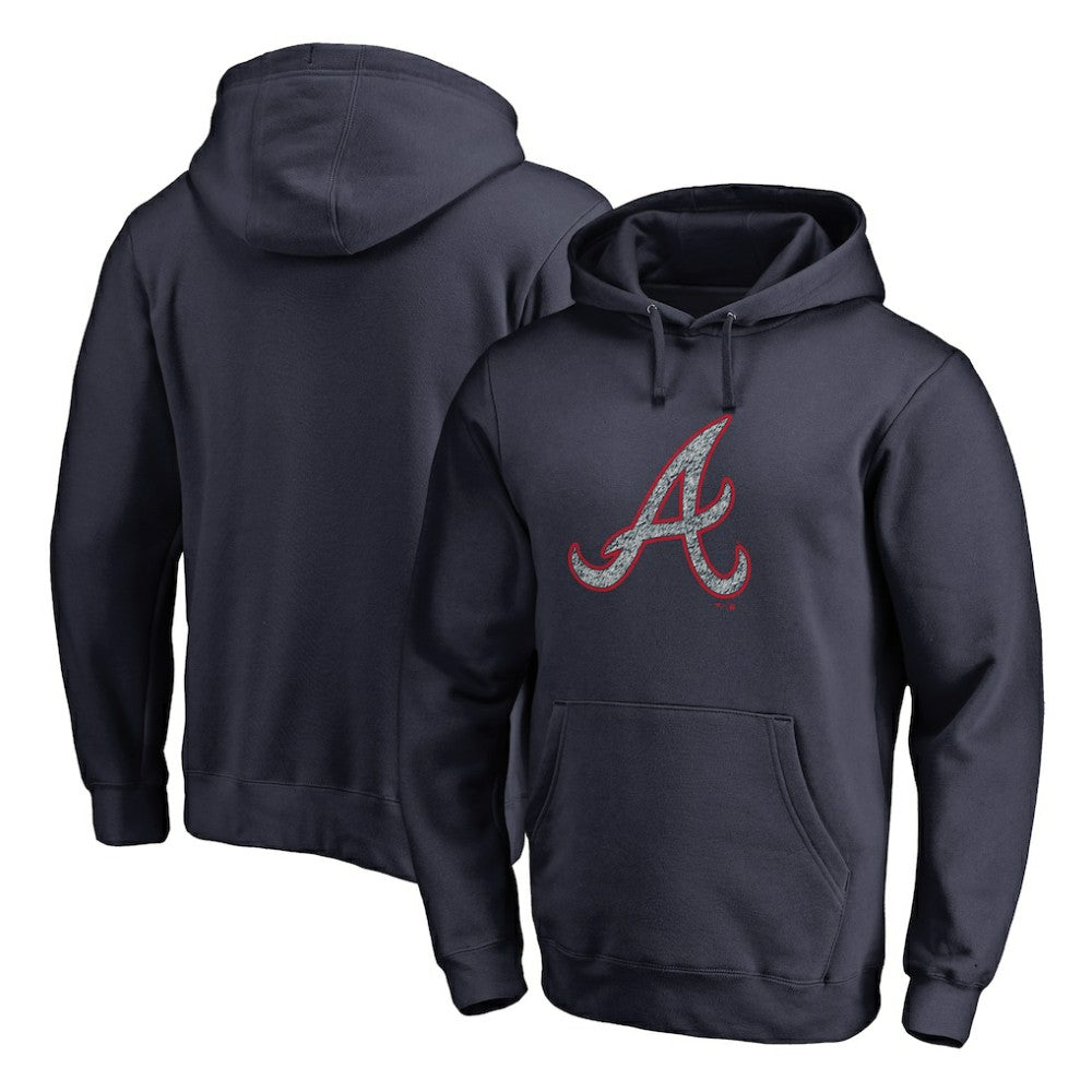 Navy Atlanta Braves Static Logo Pullover Hoodie